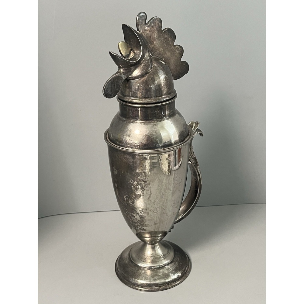 Vintage Restoration Hardware Rooster Cocktail Shaker - Silver Plate
